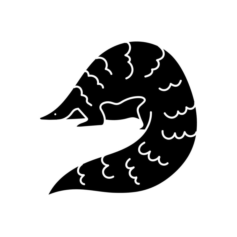 black hand drawn icon pangolin vector