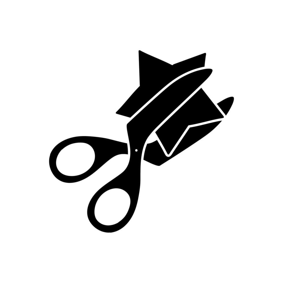 Star cutting scissor black hand drawn icon vector