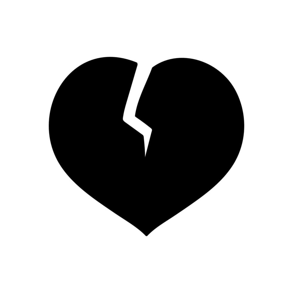 Broken heart shape black hand drawn icon vector