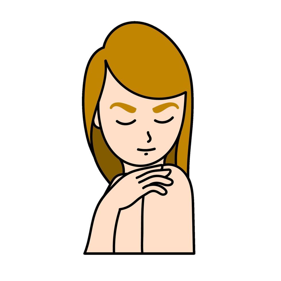 female beauty model posing hand drawn color illustration vector