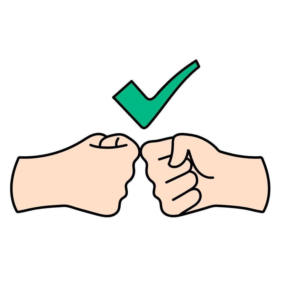 fist hand shake hand drawn color illustration vector