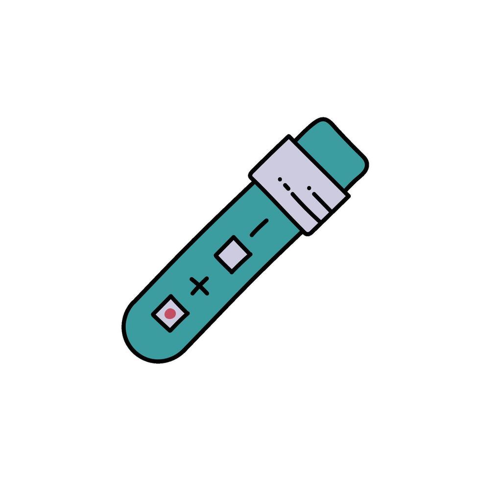 lab testing tube with positive and negative result hand drawn color illustration vector