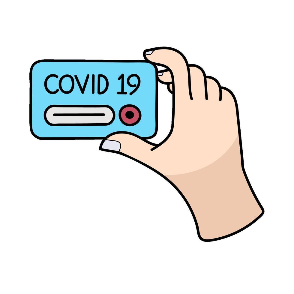 swab testing kit covid-19 disease detection instrument hand drawn color illustration vector