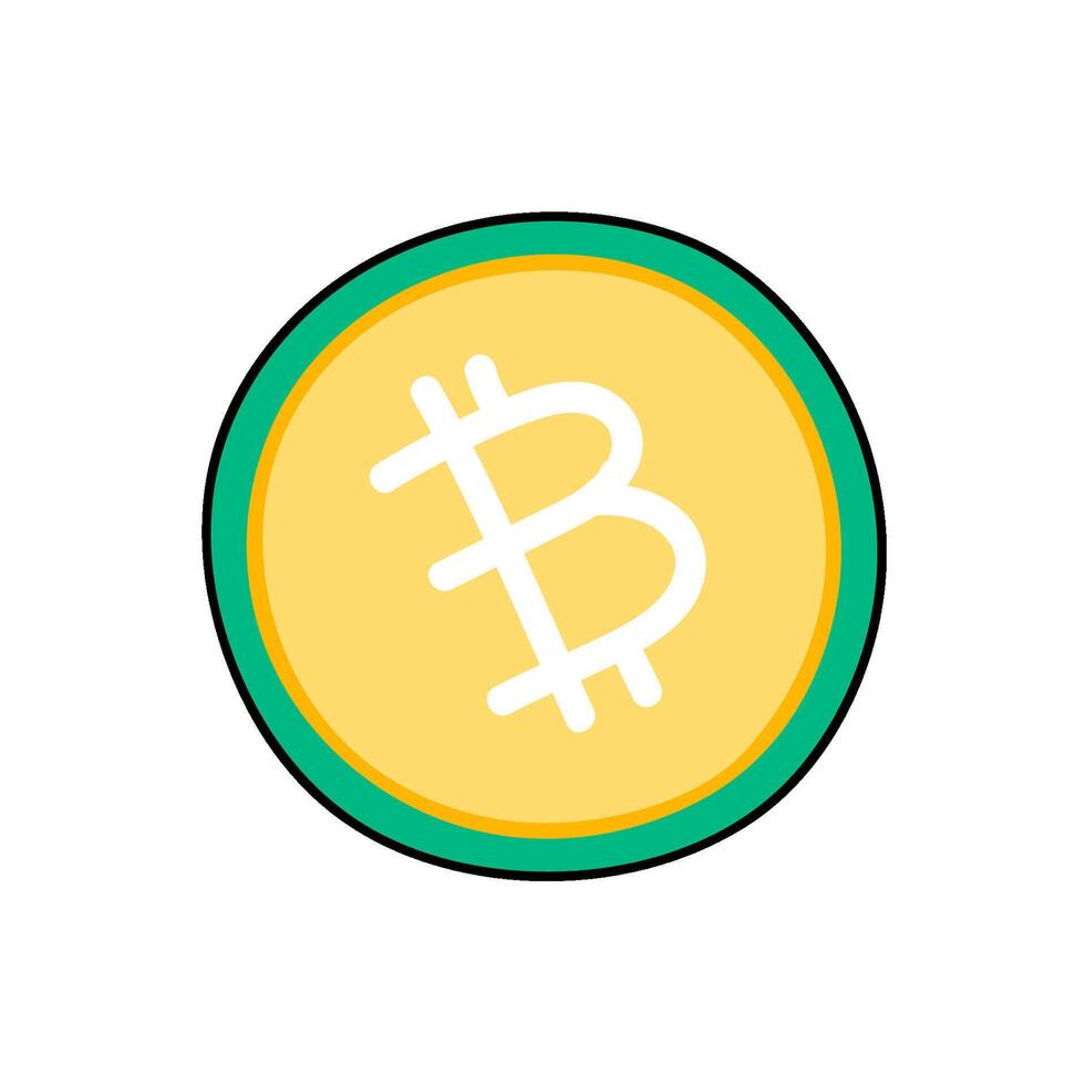 bitcoin cryptocurerency hand drawn color illustration vector