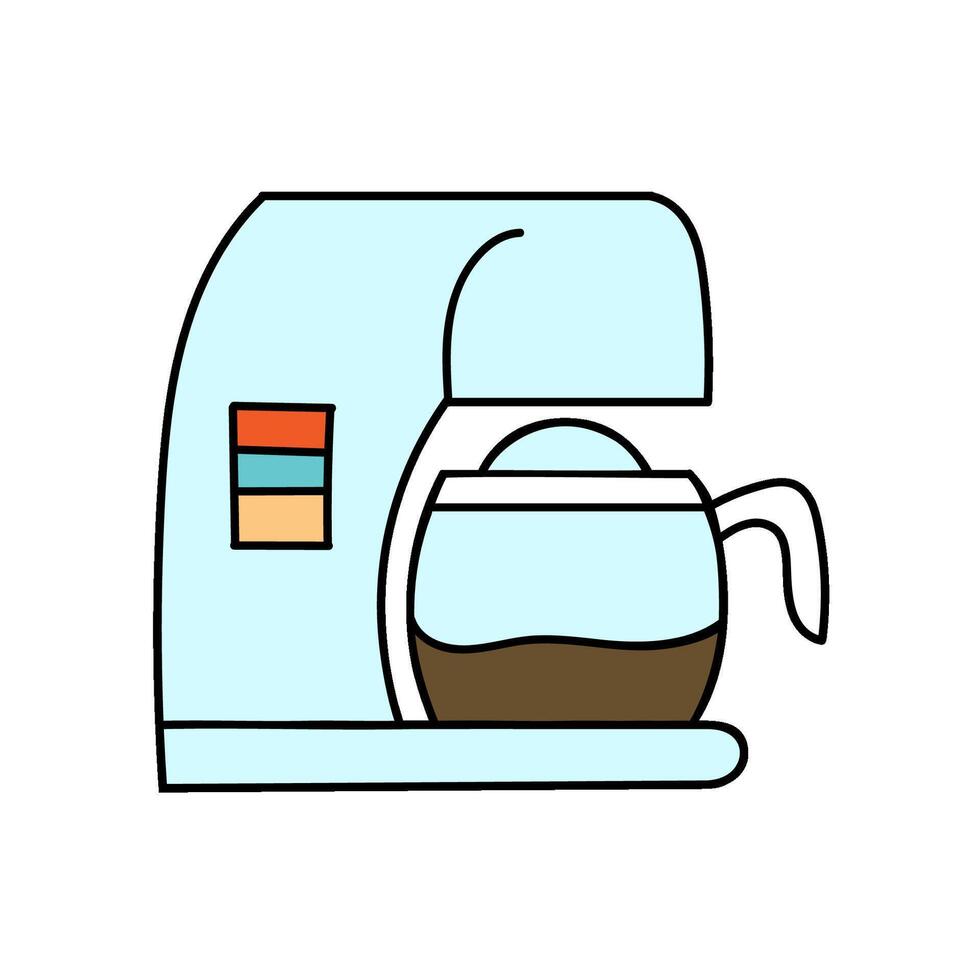 coffee machine instant coffee brewing hand drawn color illustration vector