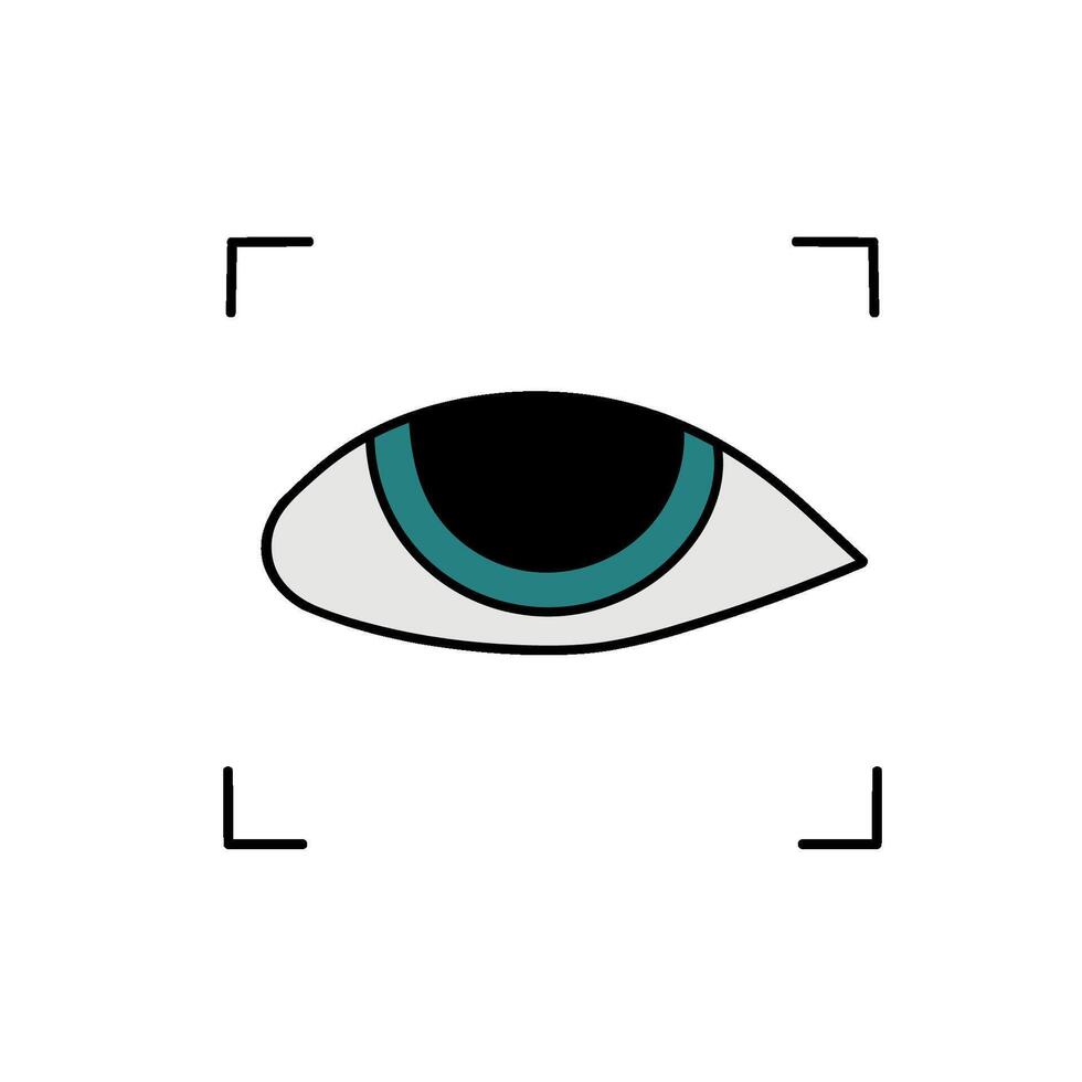 face recognition eye scanner hand drawn color illustration vector