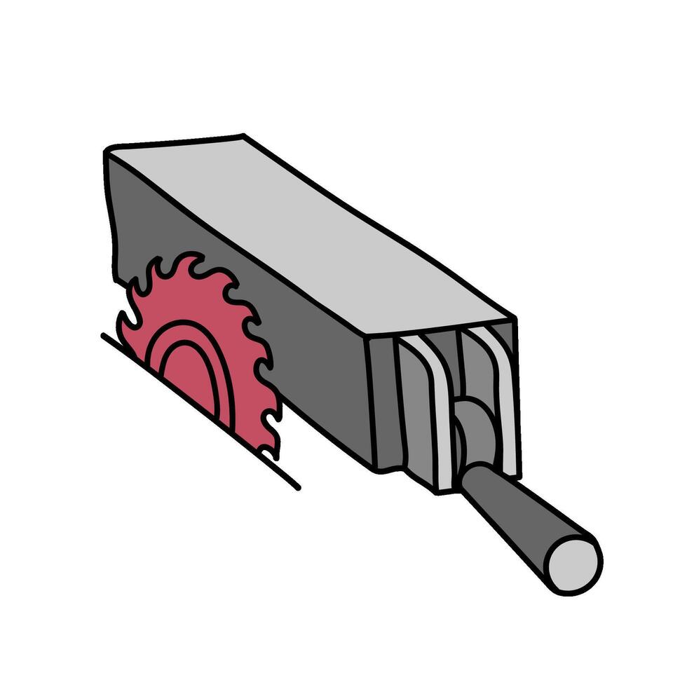 table saw and fence hand drawn color illustration vector