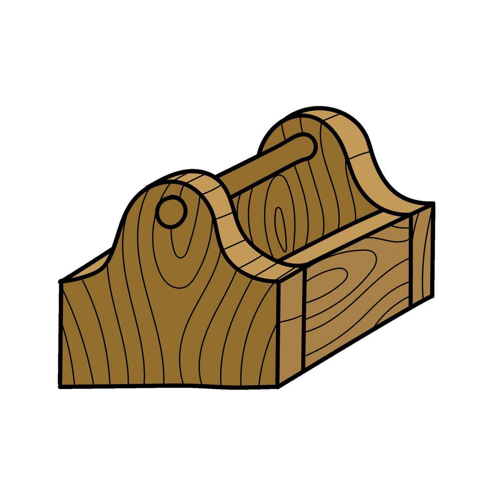 wooden vintage tool box hand drawn color illustration vector
