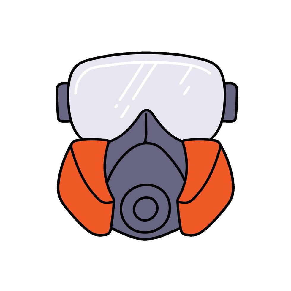 respirator and goggles hand drawn color illustration vector