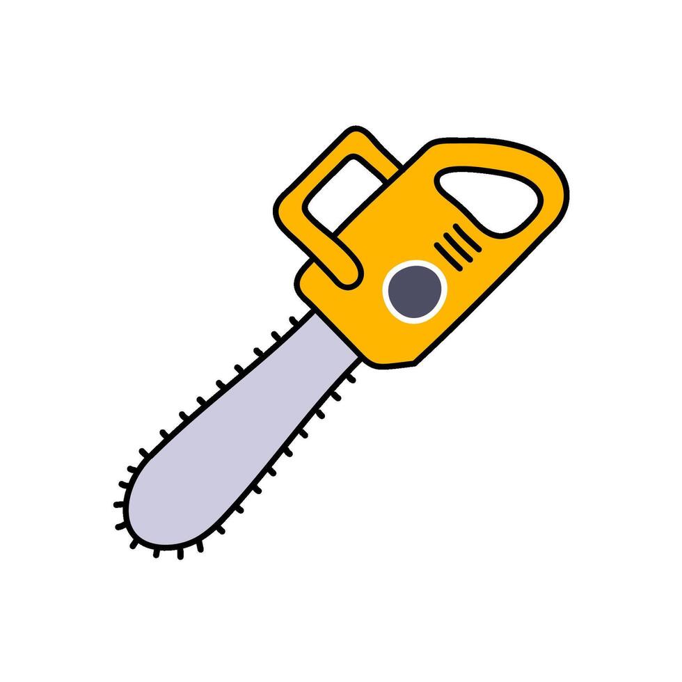 chain saw hand drawn color illustration vector