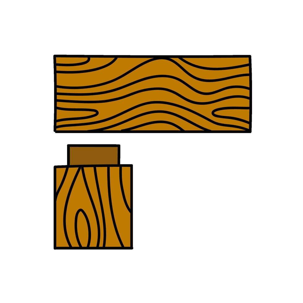 corner wood joint using dado hand drawn color illustration vector