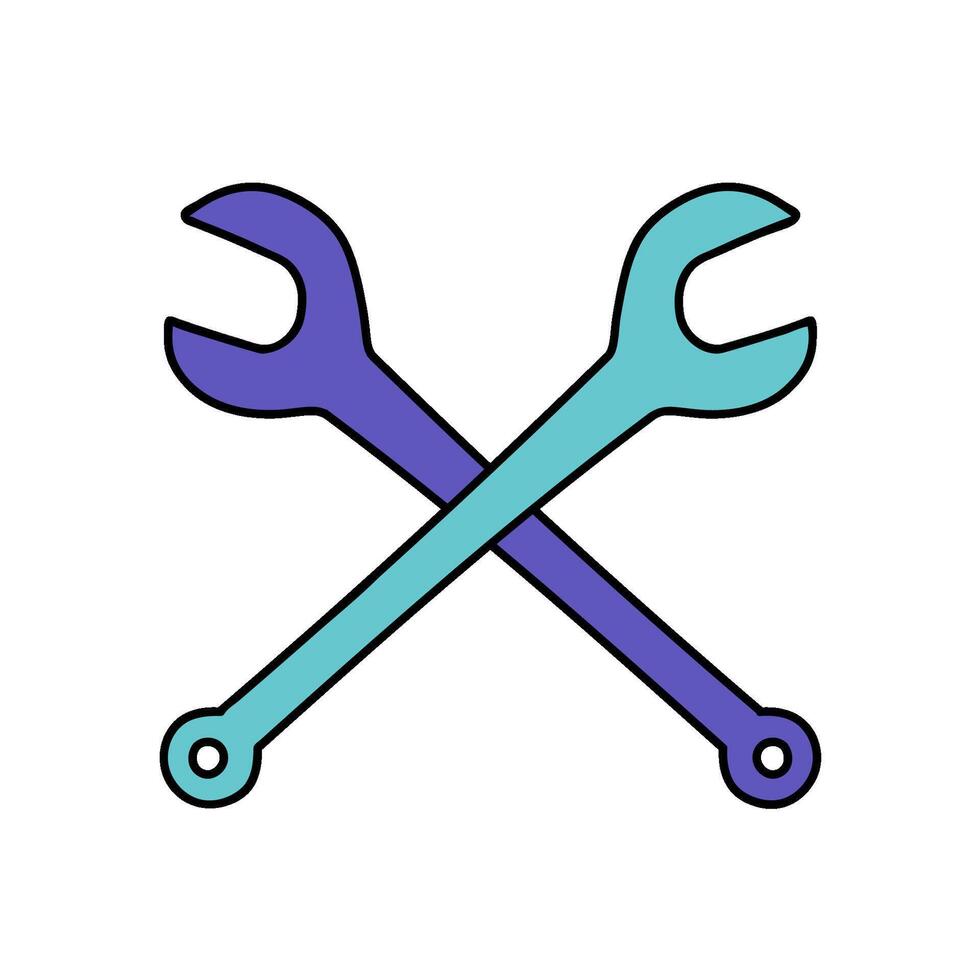 woodworking table saw arbor wrenches hand drawn color illustration vector