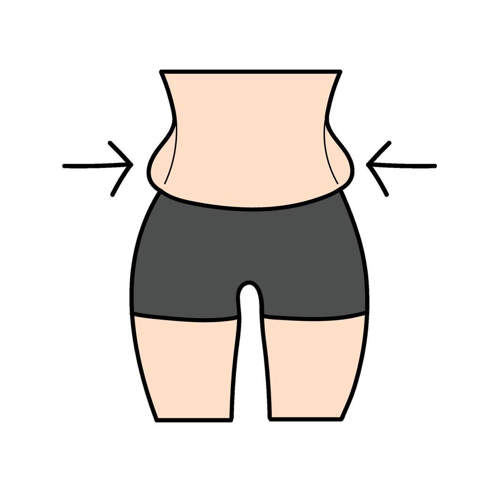 women beauty plastic surgery abdominal fat liposuction hand drawn color illustration vector