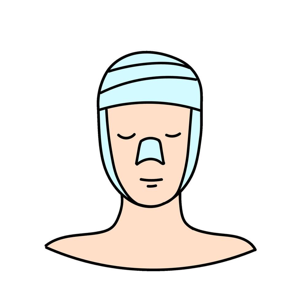 women beauty plastic surgery face and noose augmentation hand drawn color illustration vector