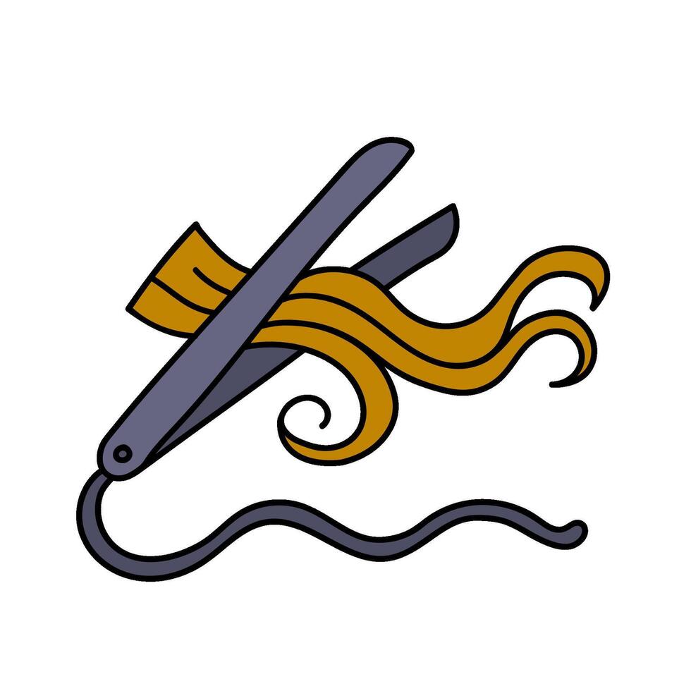 hair iron hand drawn color illustration vector