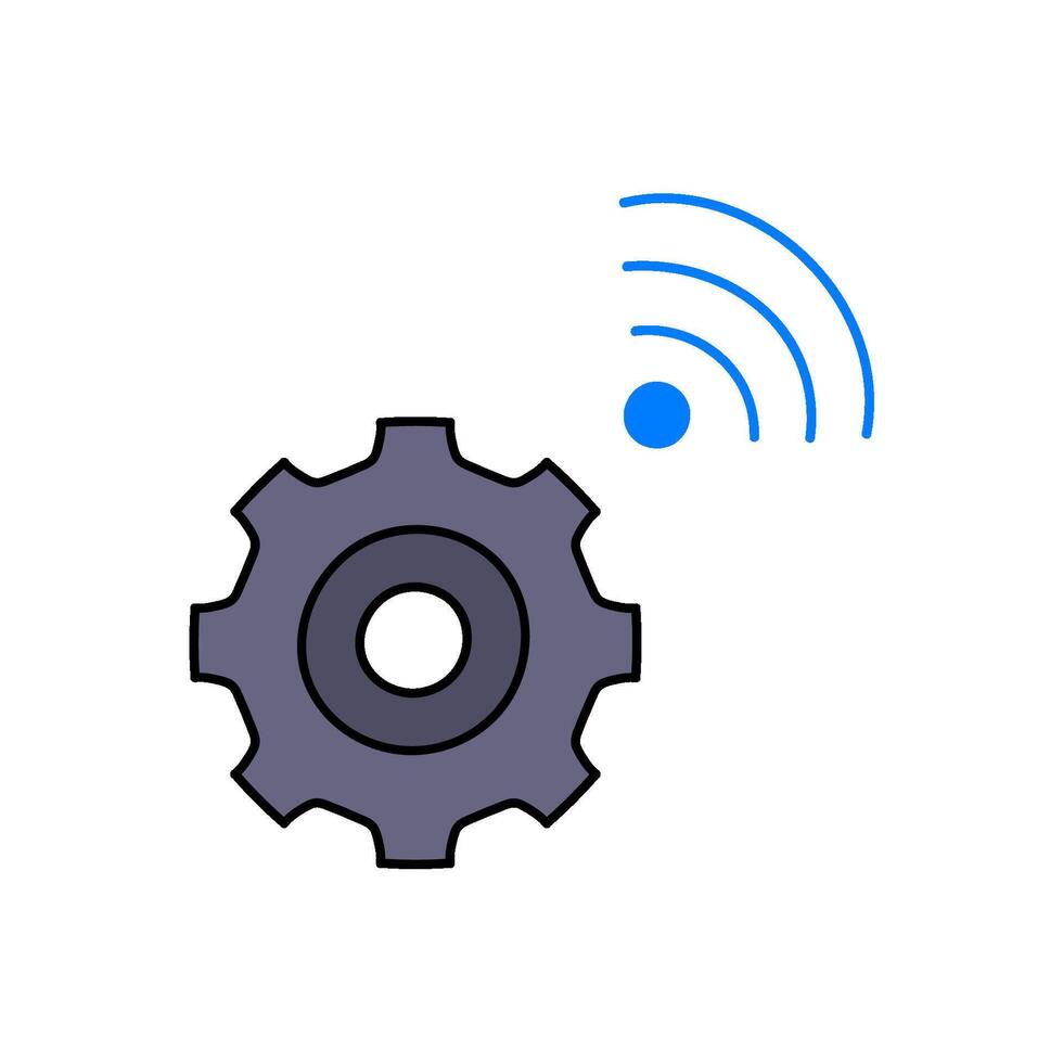 wireless connected industrial hand drawn color illustration vector