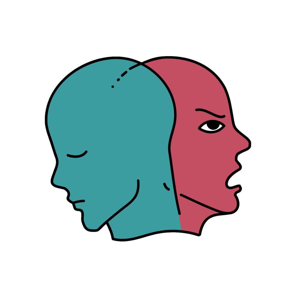 mental health bipolar hand drawn color illustration vector