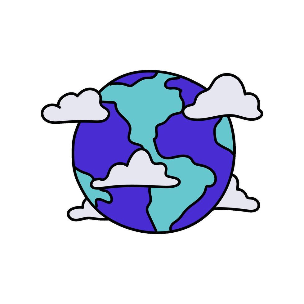 earth globe hand drawn color illustration vector