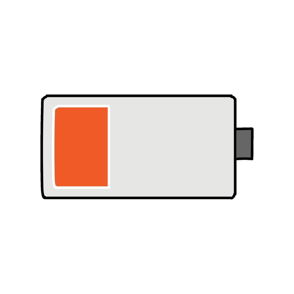 low battery hand drawn color illustration vector