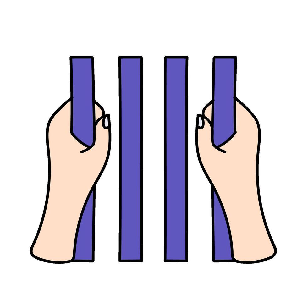 jail bars hand drawn color illustration vector