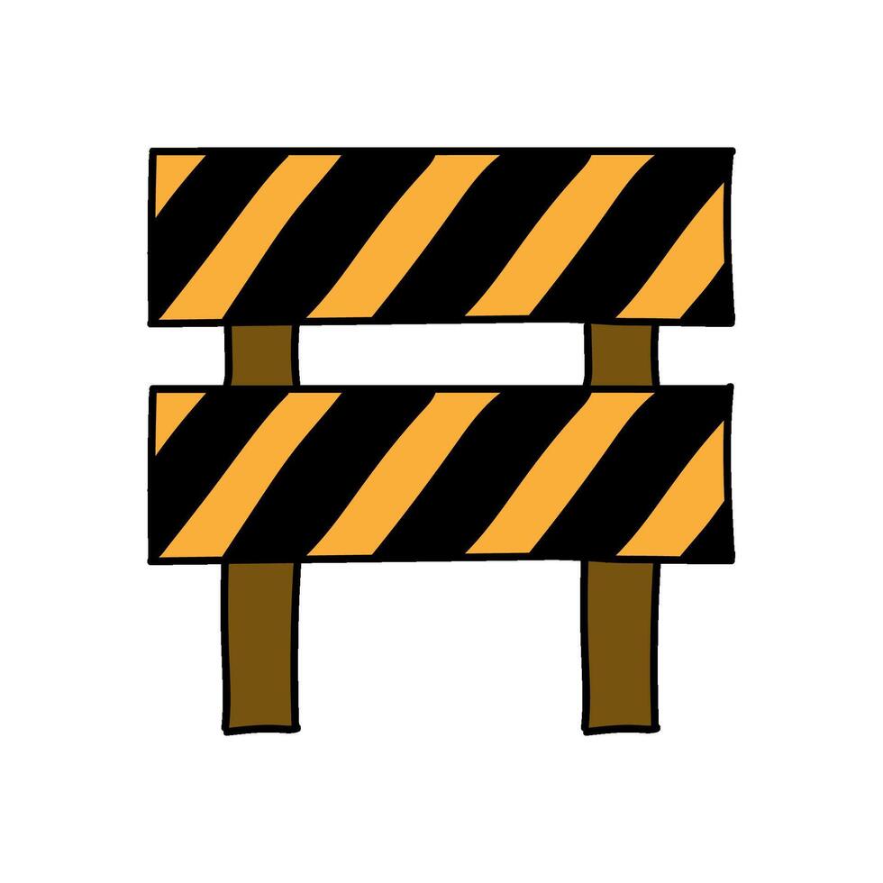 road warning sign hand drawn color illustration vector