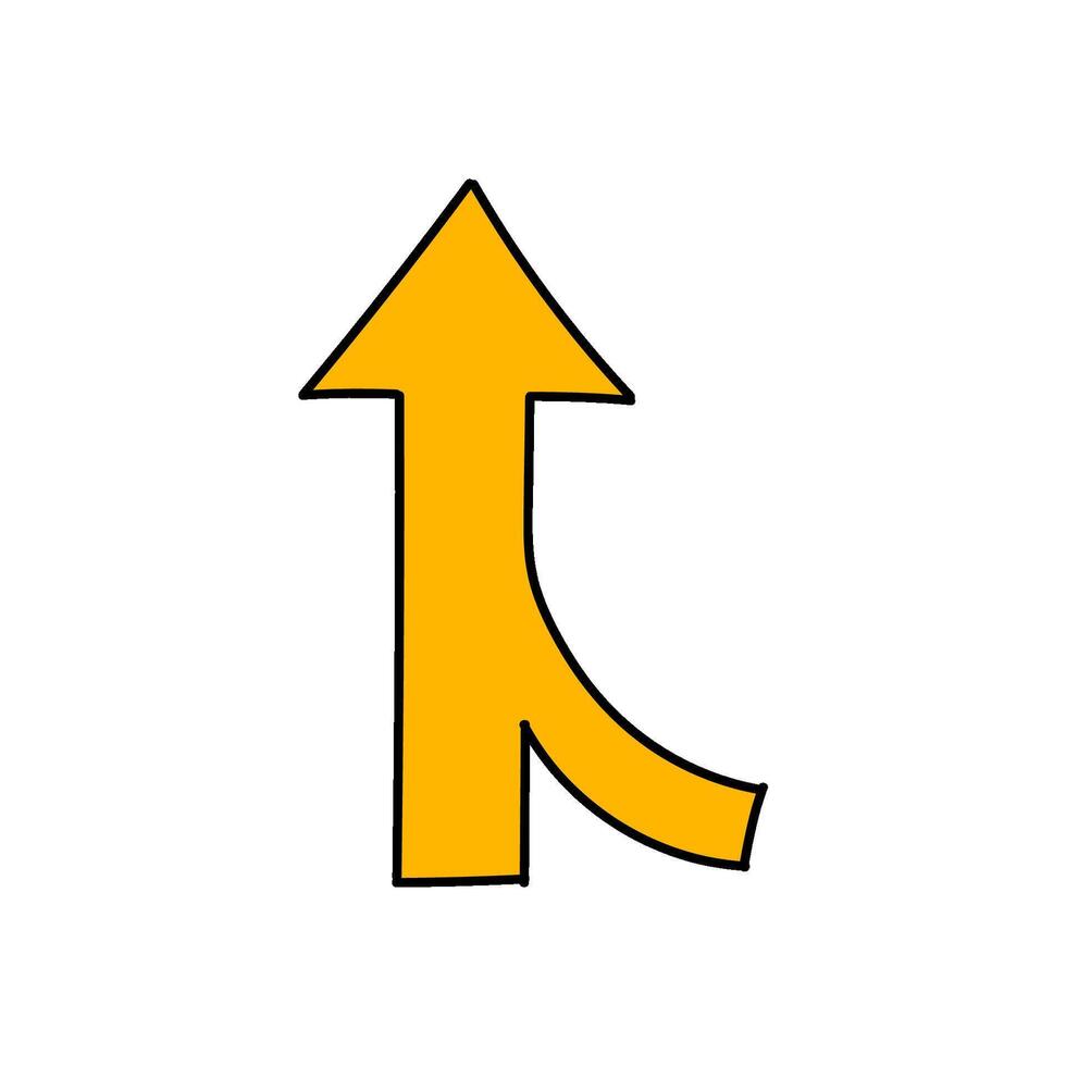 merging arrows road sign hand drawn color illustration vector