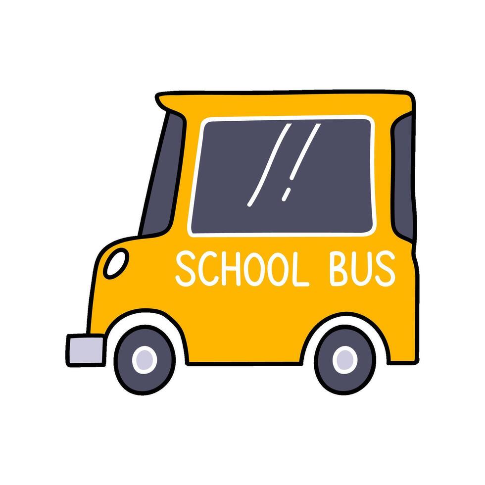 school bus hand drawn color illustration vector
