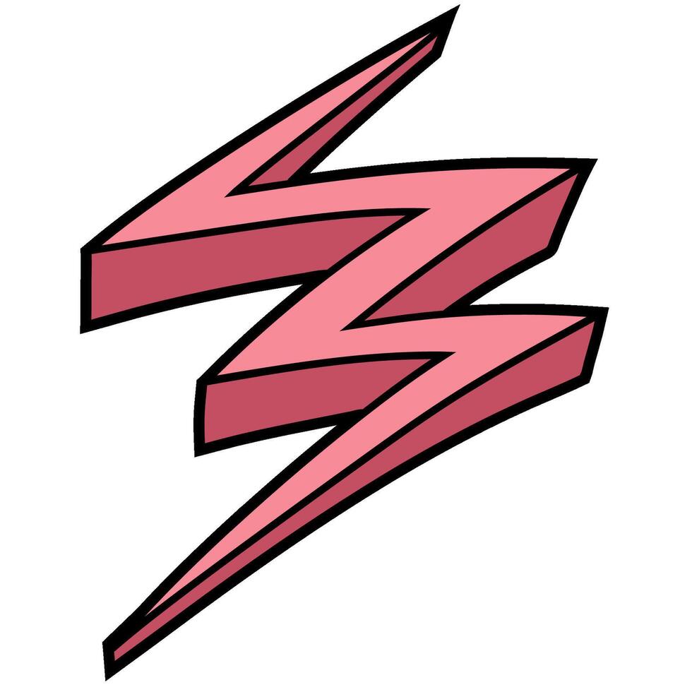 pink thunder hand drawn color illustration vector