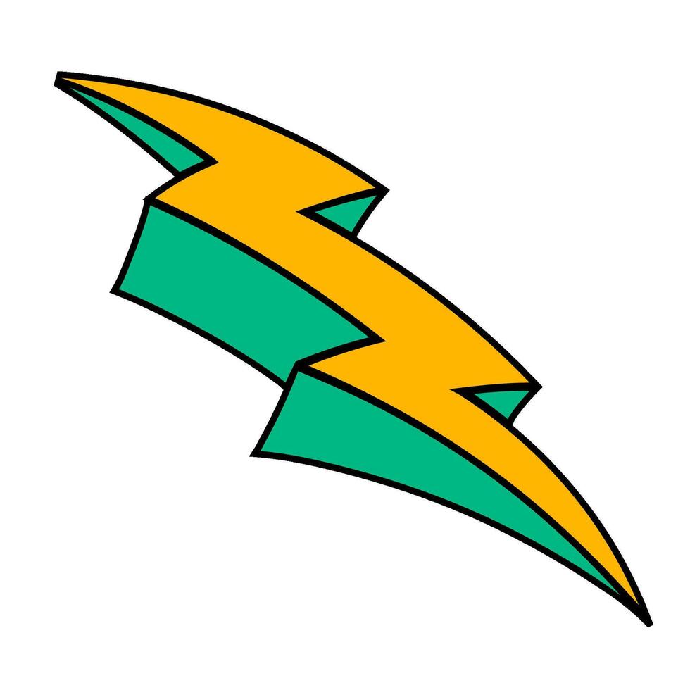 yellow and green thunder hand drawn color illustration vector