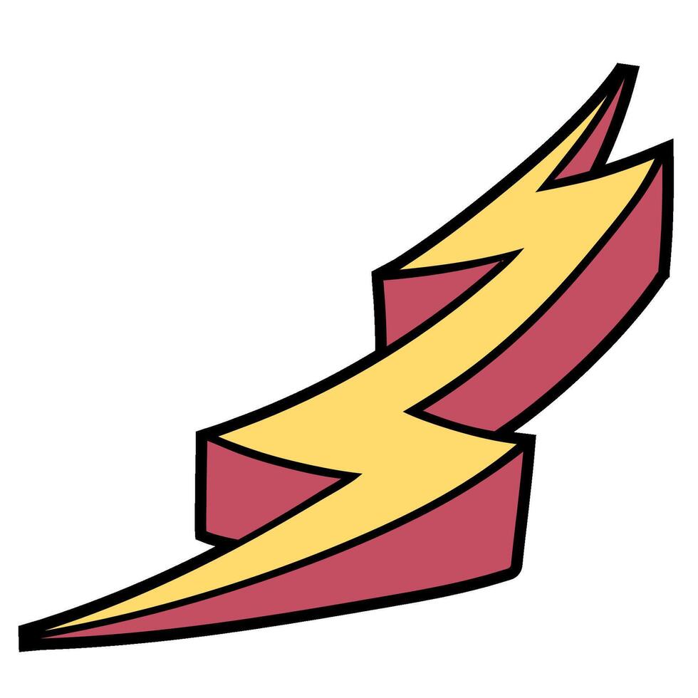 yellow red thunder hand drawn color illustration vector