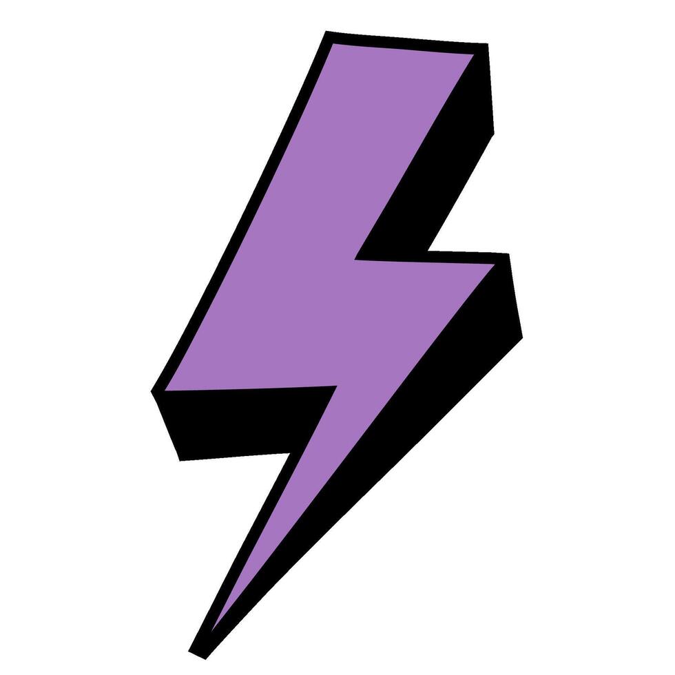 purple thunder hand drawn color illustration vector