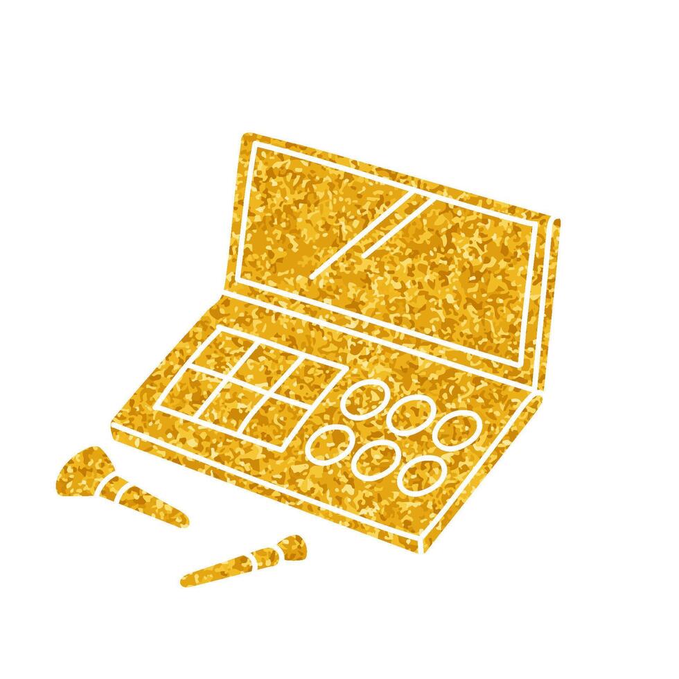 Travel make up kit drawing in gold color style vector