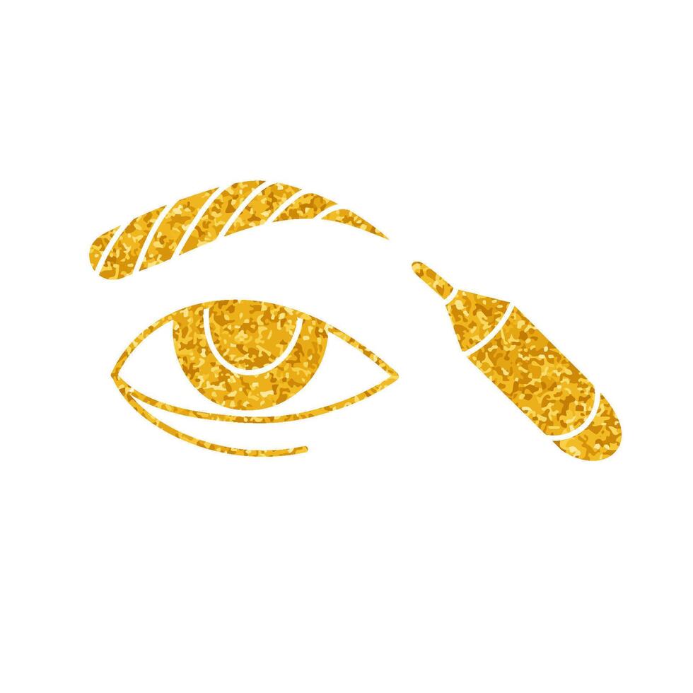 Eyebrow pencil drawing in gold color style vector
