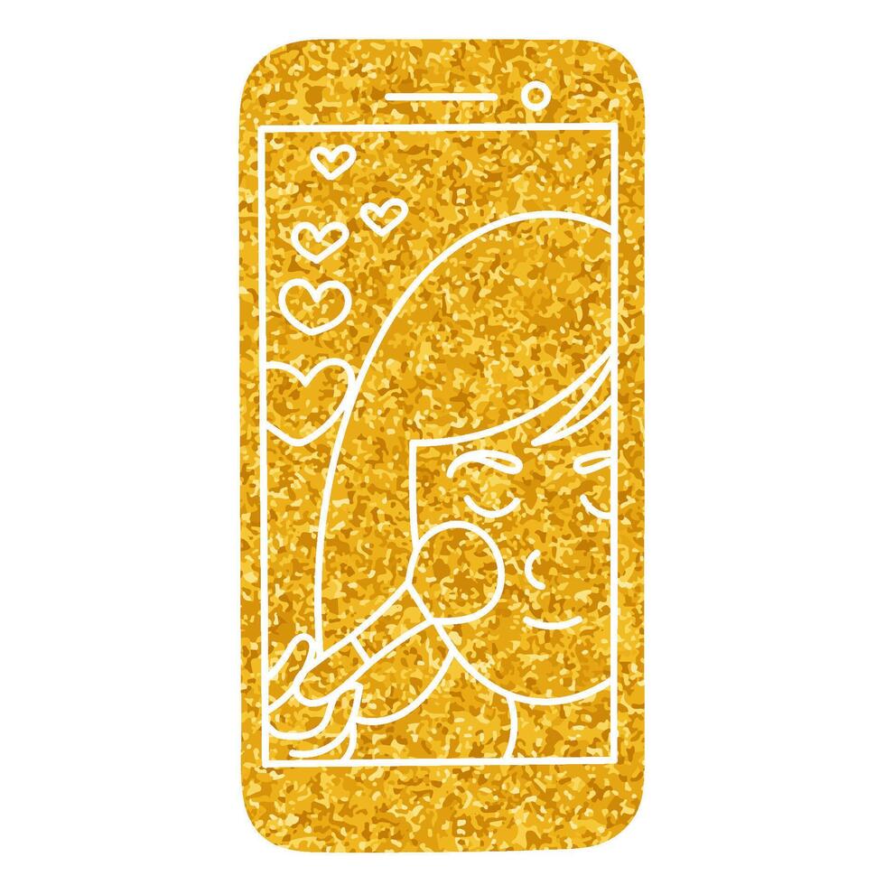 Beauty make up online tutorial drawing in gold color style vector