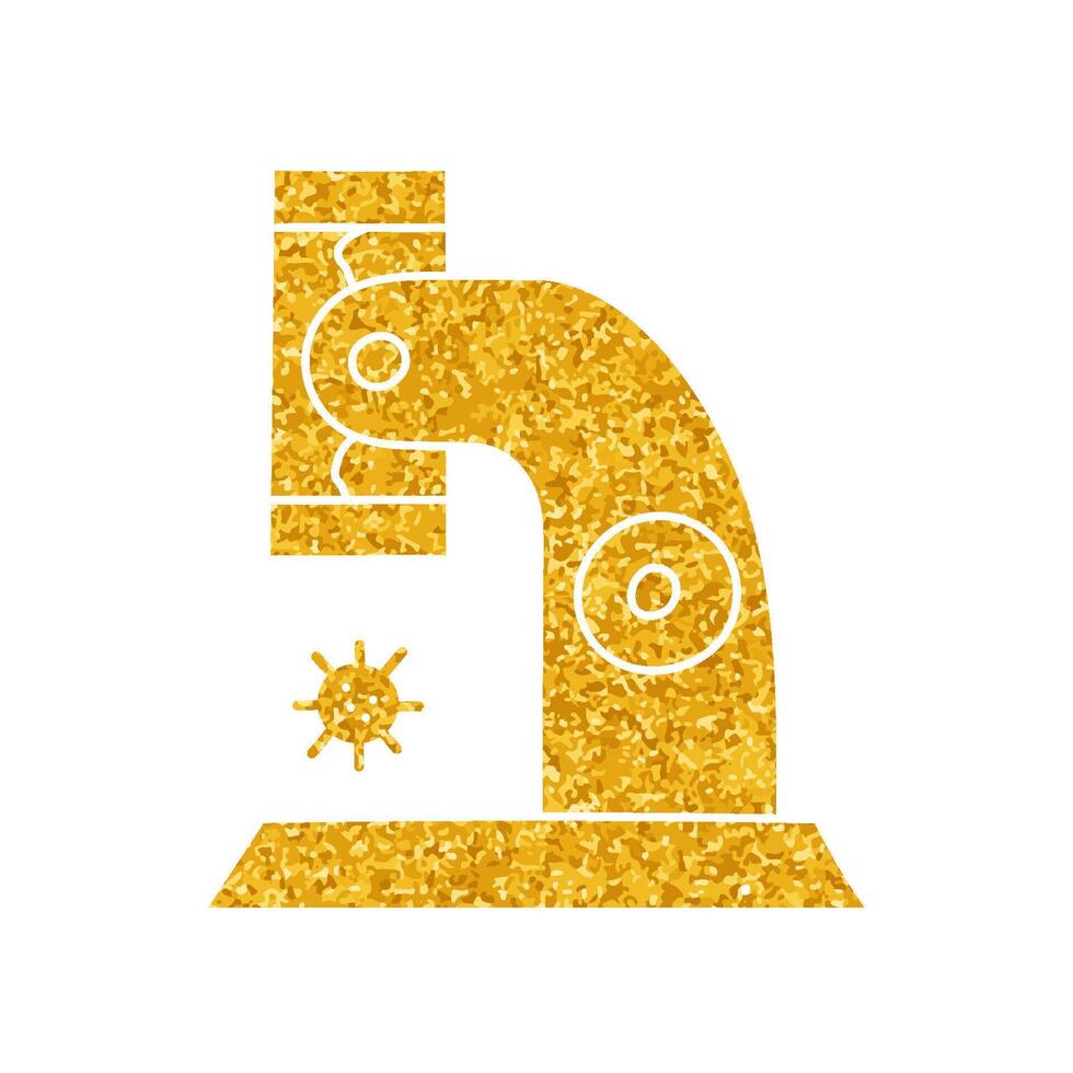 Virus under microscope drawing in gold color style vector