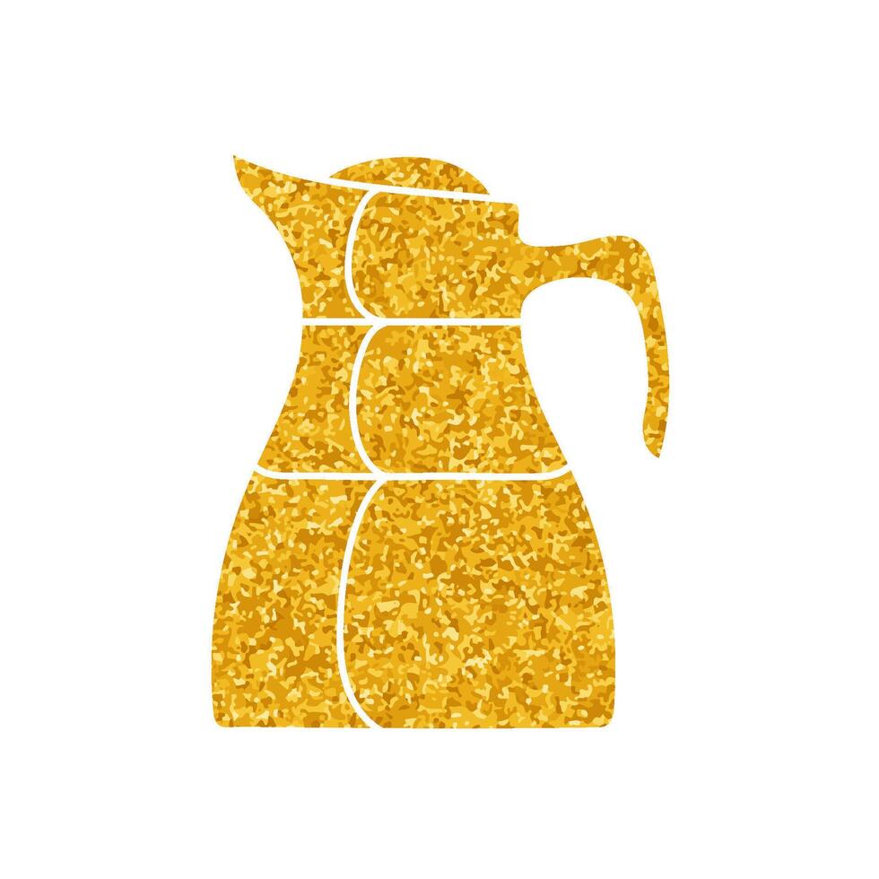 Drinking serving jug drawing in gold color style vector