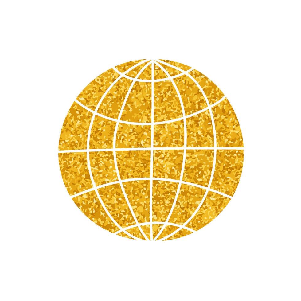 World drawing in gold color style vector