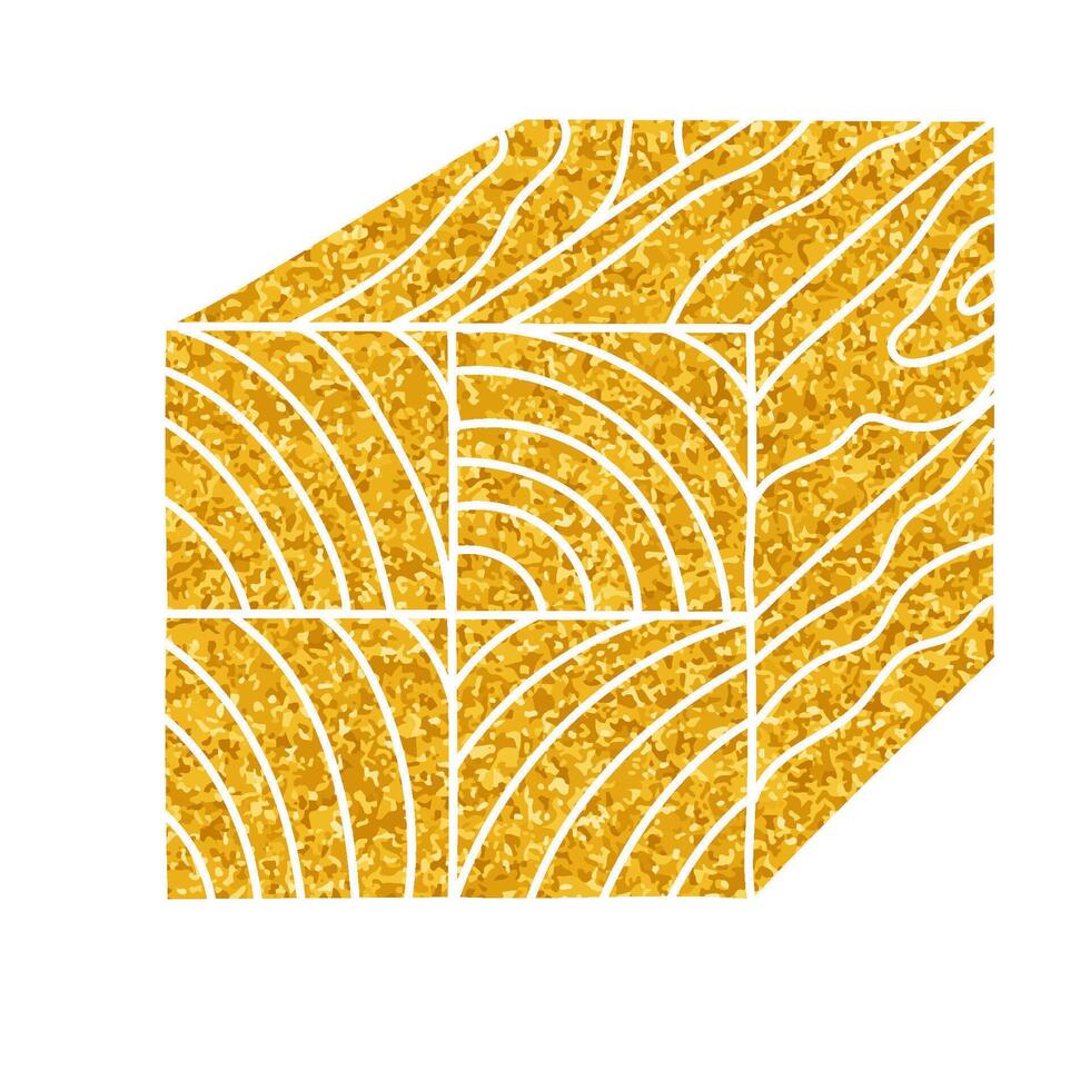 Wood post stacked marking drawing in gold color style vector