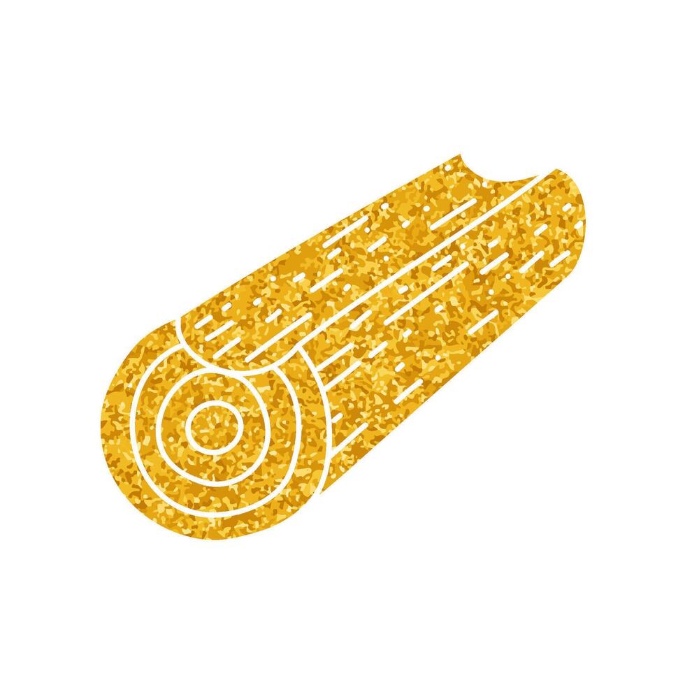 Cabin wood log drawing in gold color style vector