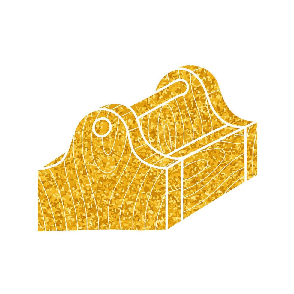 Wooden vintage tool box drawing in gold color style vector