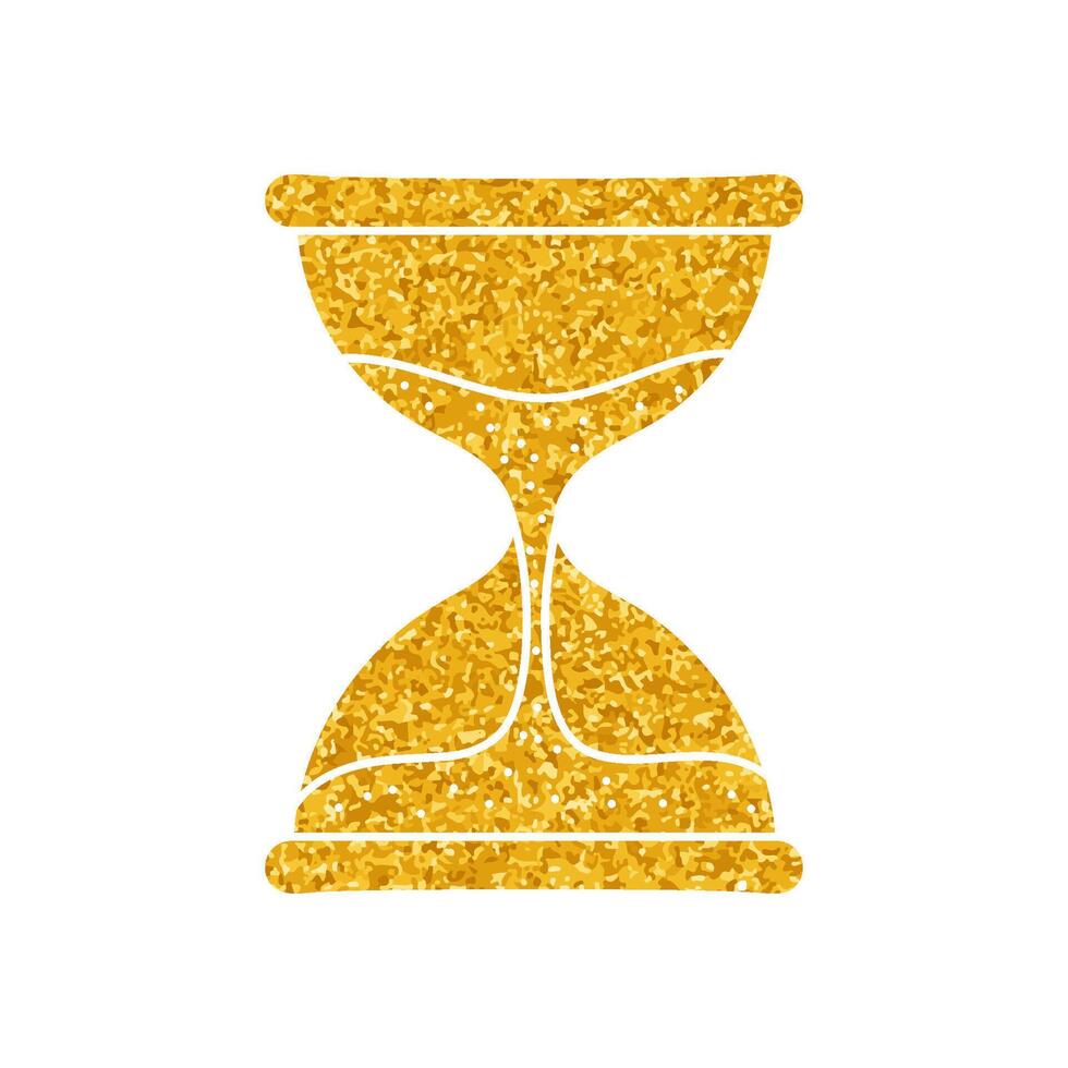 Sand watch drawing in gold color style vector