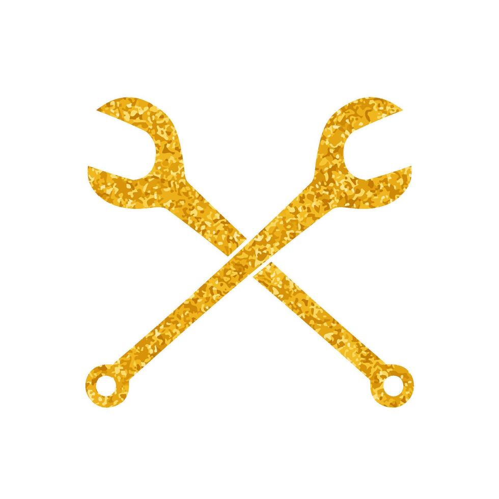 Woodworking table saw arbor wrenches drawing in gold color style vector