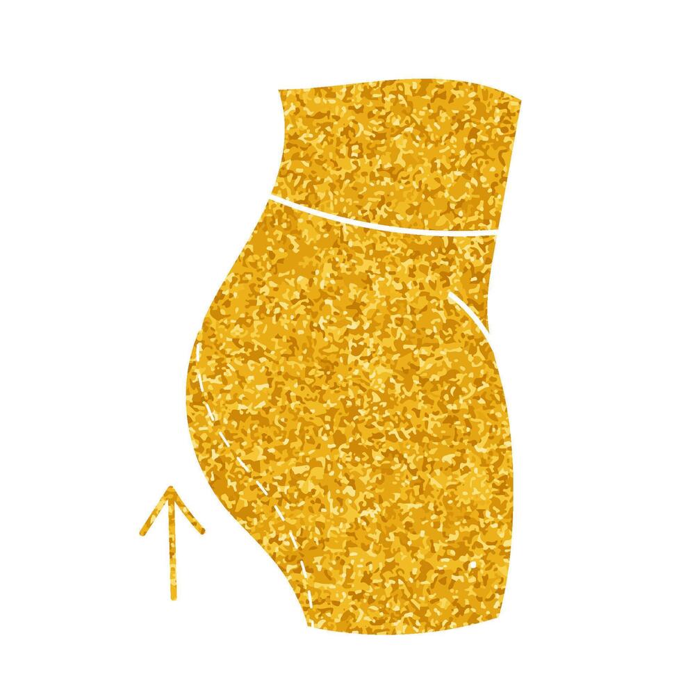 Women beauty face plastic surgery buttock fat liposuction body contouring drawing in gold color style vector