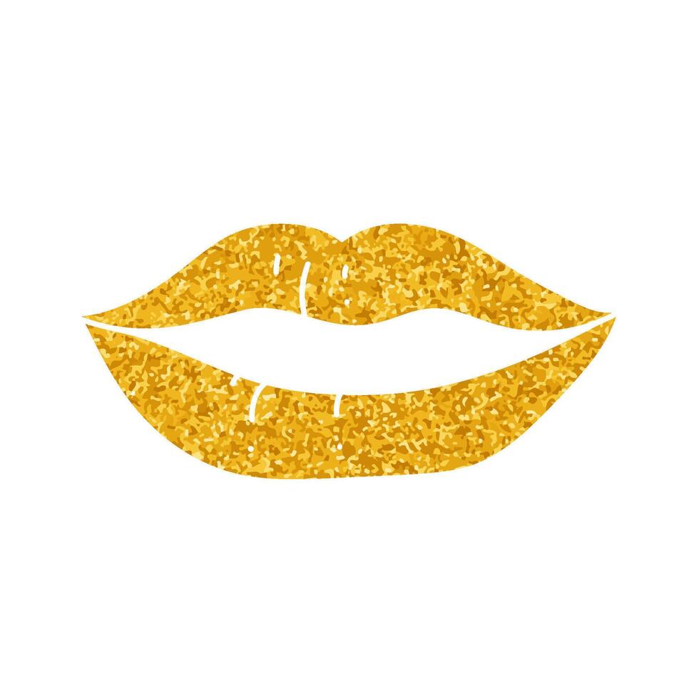 Women lip drawing in gold color style vector