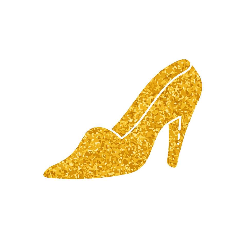 Women high heels drawing in gold color style vector
