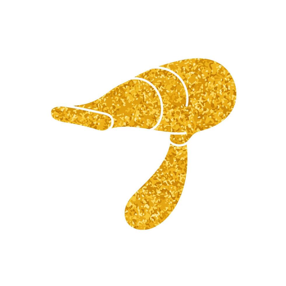 Hair dryer drawing in gold color style vector