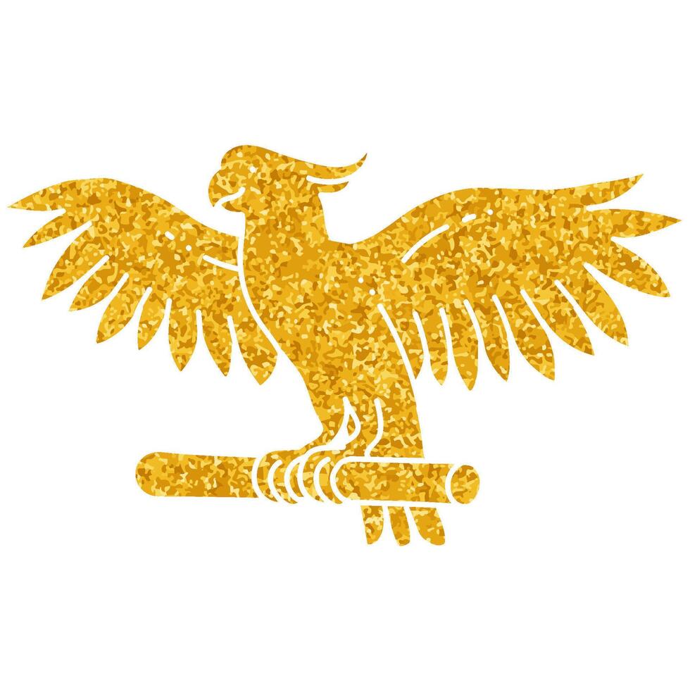 Cockatoo bird animal pet drawing in gold color style vector