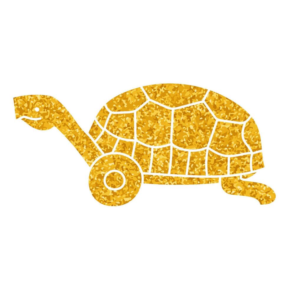 Injured tortoise leg drawing in gold color style vector
