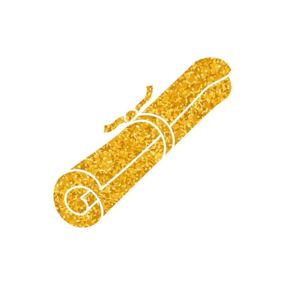 Parchment roll drawing in gold color style vector