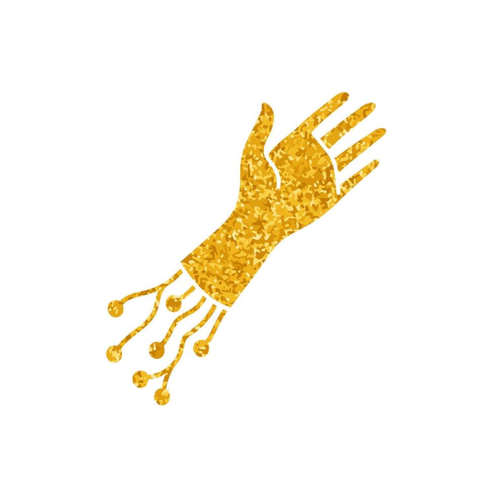 Robotic arm prosthetic drawing in gold color style vector